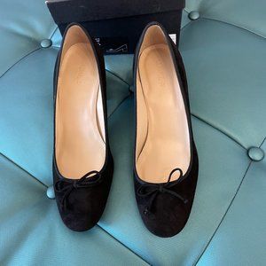 J.CREW SUEDE BALLET PUMP WITH BOWTIE BLACK SUEDE BRAND NEW 8